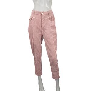 For Love and Lemons Women's High Rise Corduroy Trouser Pants crop dusty Pink 28